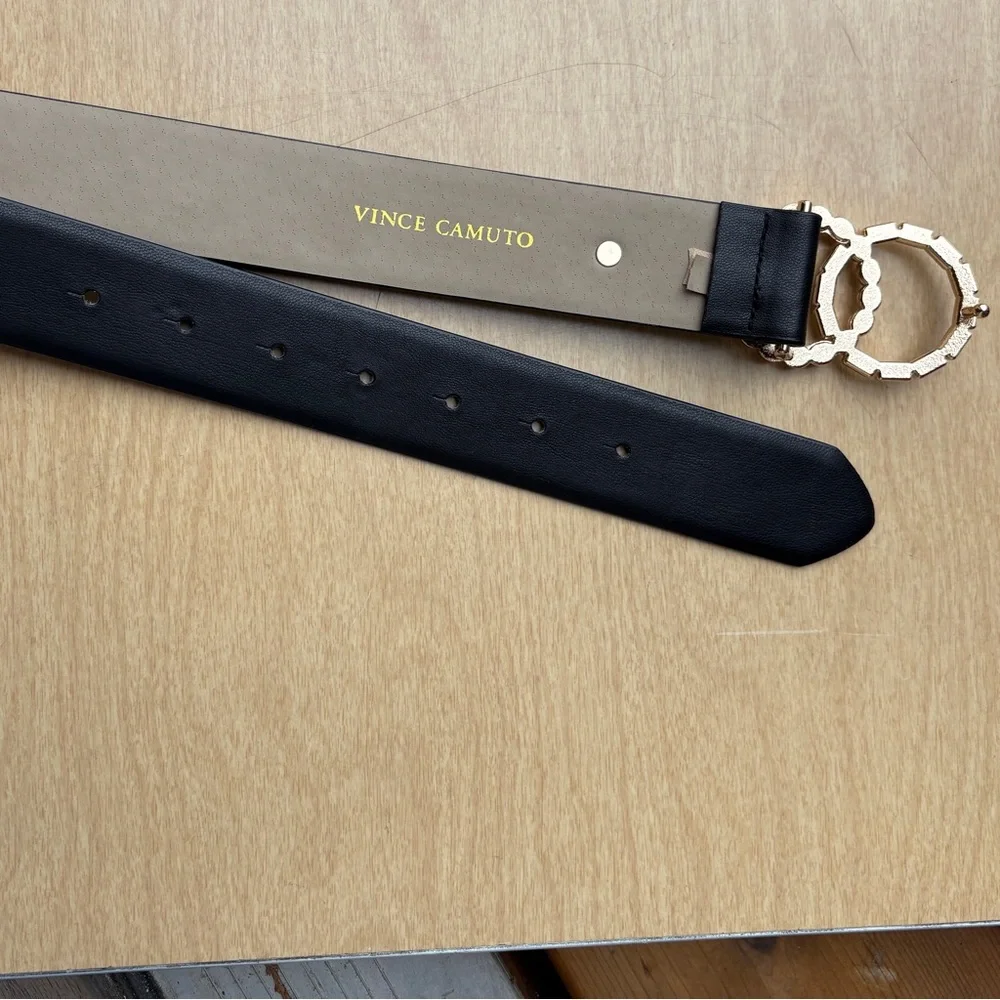 Vince Camuto Black Double Circle Faux Leather, Pearl, Crystal Detail Belt NWOT - Picture 11 of 14